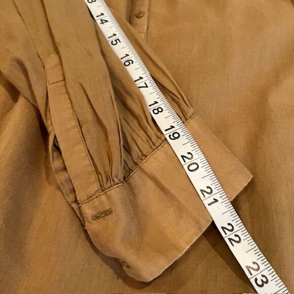 Nili Lotan Miles Blouse in Camel Tan Button Front Collar FOR REPAIR Size Medium - Picture 14 of 15